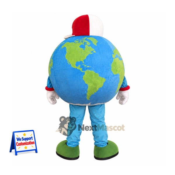 Earth Globe Mascot Costume - Red Top Hat Earth Globe Mascot Costume - Red Top Hat