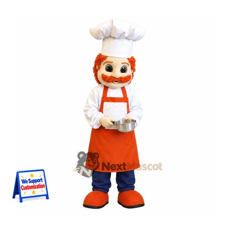 Chef Mascot Costume - Orange Apron