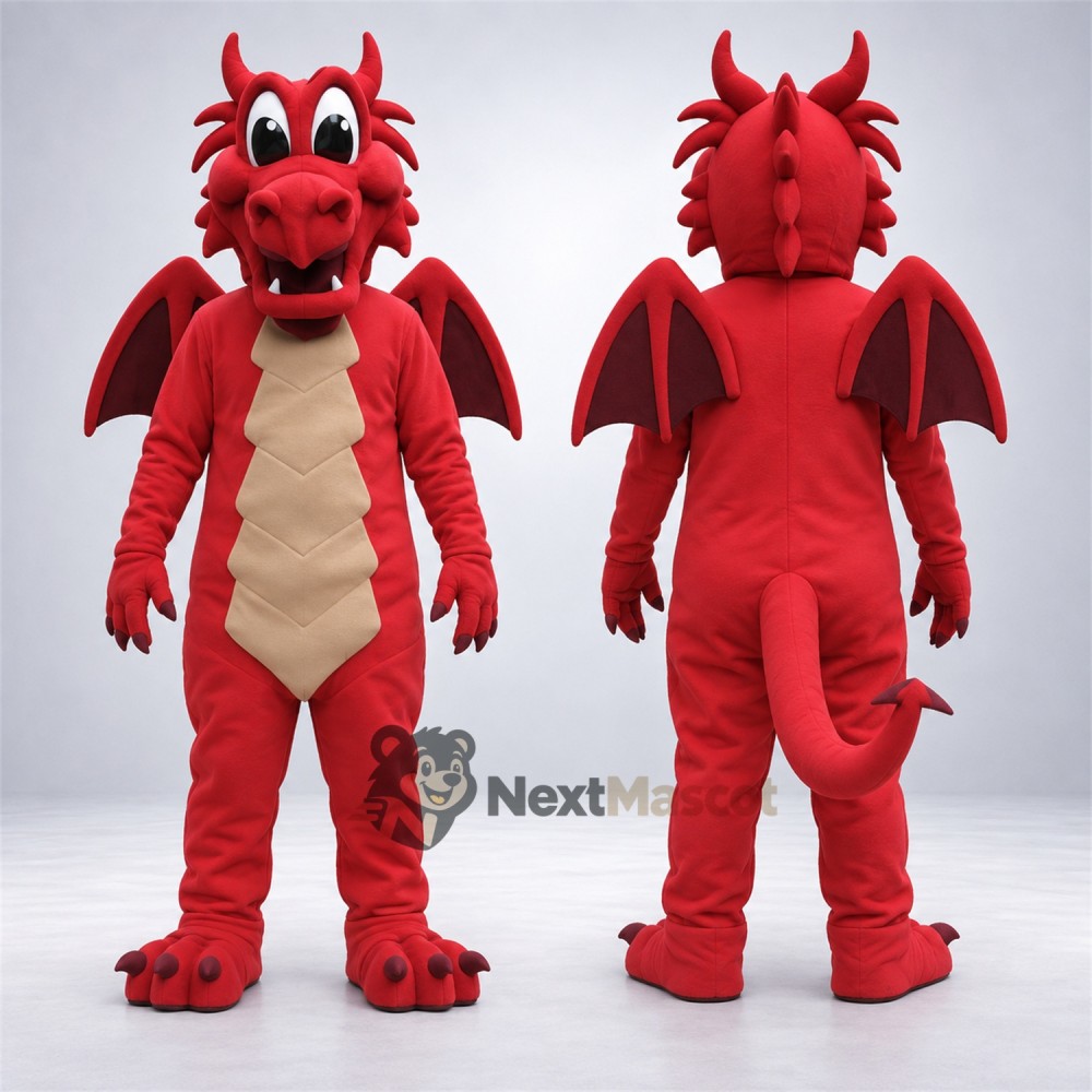 Dragon Mascot Costume - Red for Team Events Dragon Mascot Costume - Red for Team Events