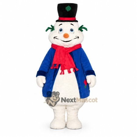 Snowman Mascot Costume - Blue Coat Snowman Mascot Costume - Blue Coat