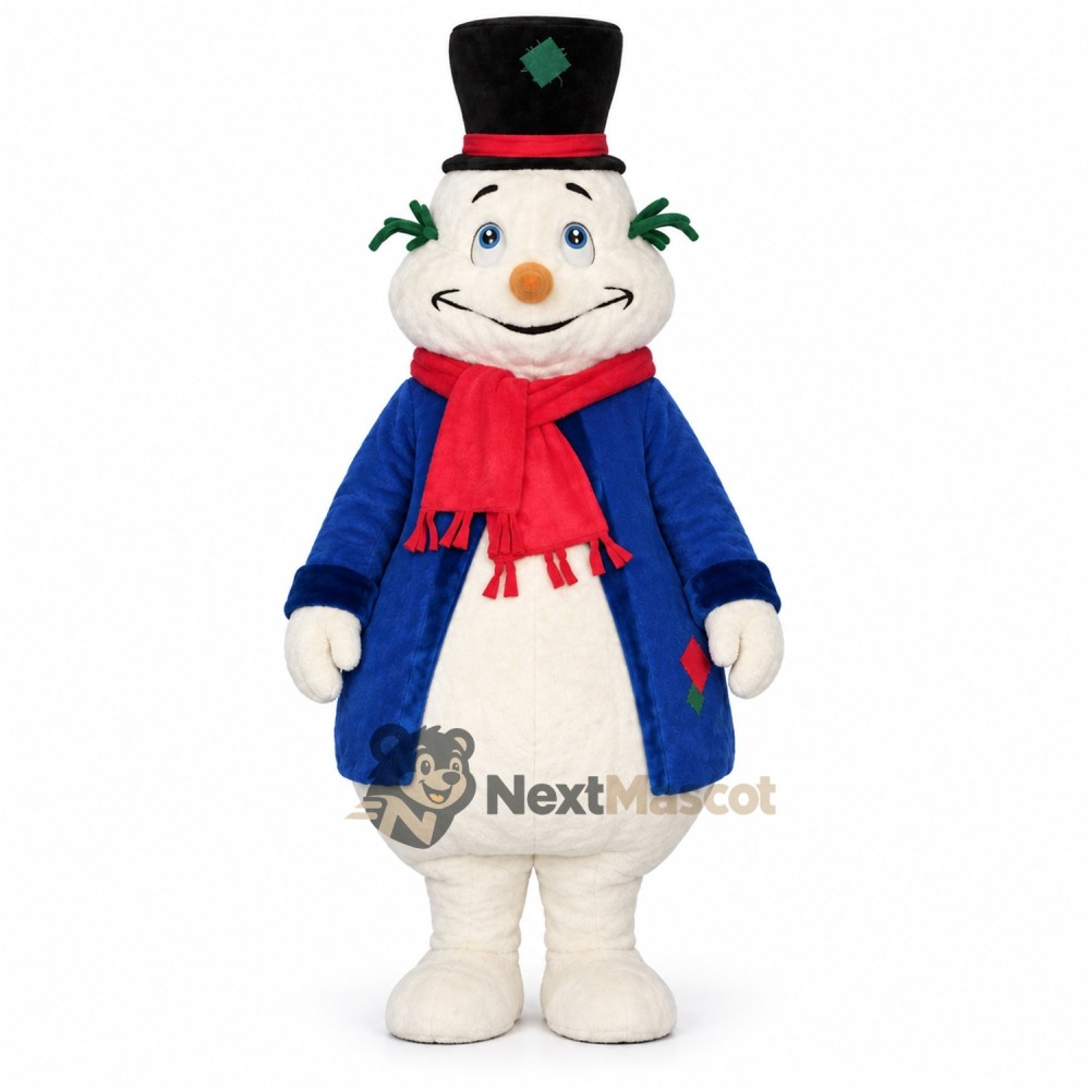 Snowman Mascot Costume - Blue Coat Snowman Mascot Costume - Blue Coat