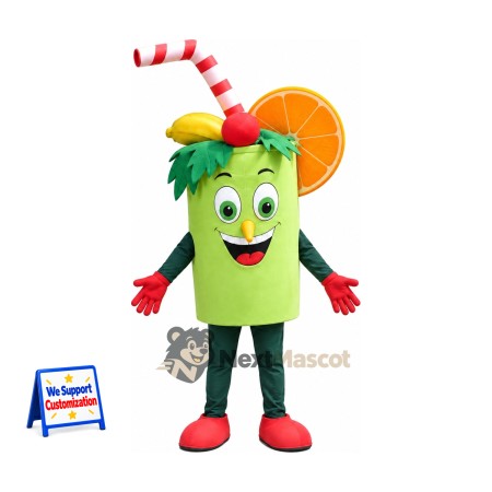 Juice Cup Mascot Costume - Green Juice Cup Mascot Costume - Green