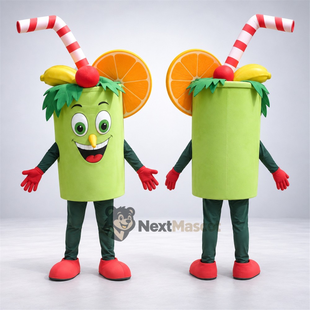 Juice Cup Mascot Costume - Green Juice Cup Mascot Costume - Green