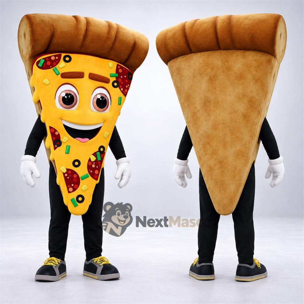 Pizza Slice Mascot Costume - Black Legs and Sneakers Pizza Slice Mascot Costume - Black Legs and Sneakers
