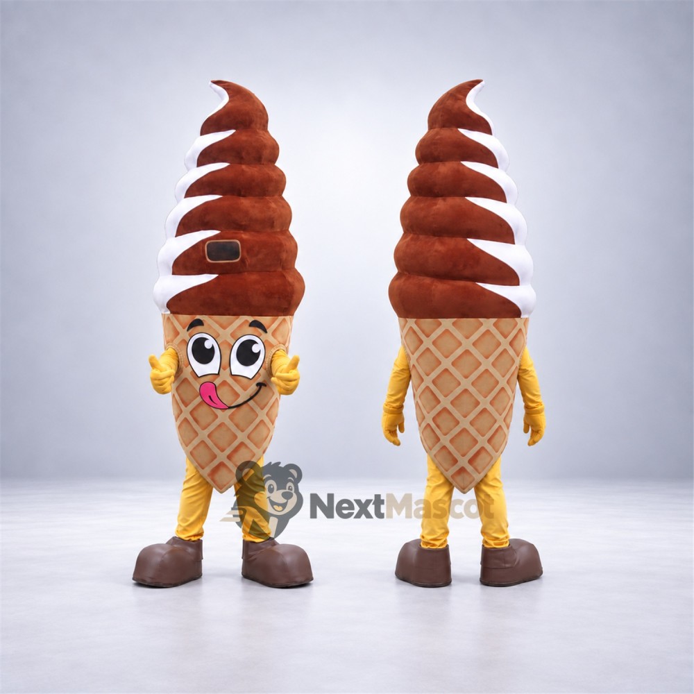 Chocolate Ice Cream Cone Mascot Costume Chocolate Ice Cream Cone Mascot Costume