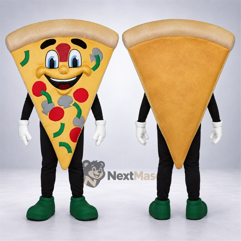 Pizza Slice Mascot Costume - Green Boots Pizza Slice Mascot Costume - Green Boots