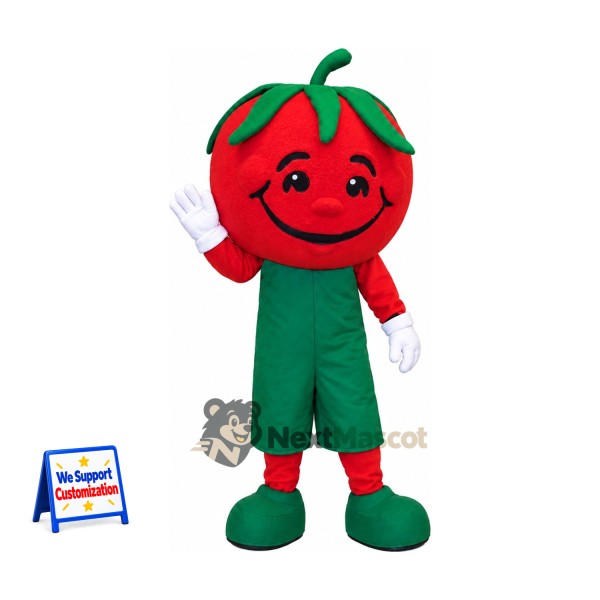 Tomato Mascot Costume - Green Overalls