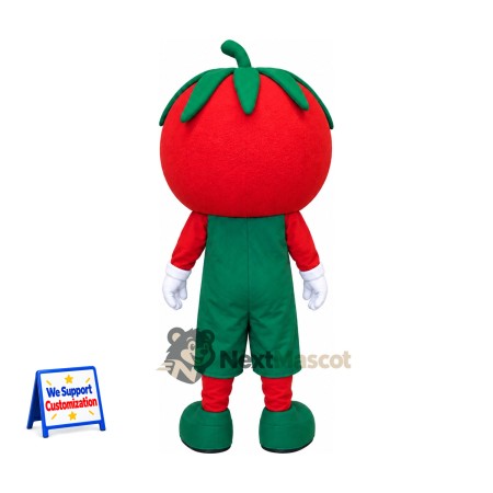 Tomato Mascot Costume - Green Overalls Tomato Mascot Costume - Green Overalls