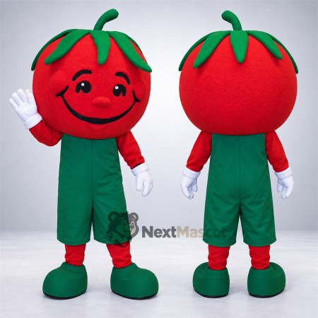 Tomato Mascot Costume - Green Overalls Tomato Mascot Costume - Green Overalls