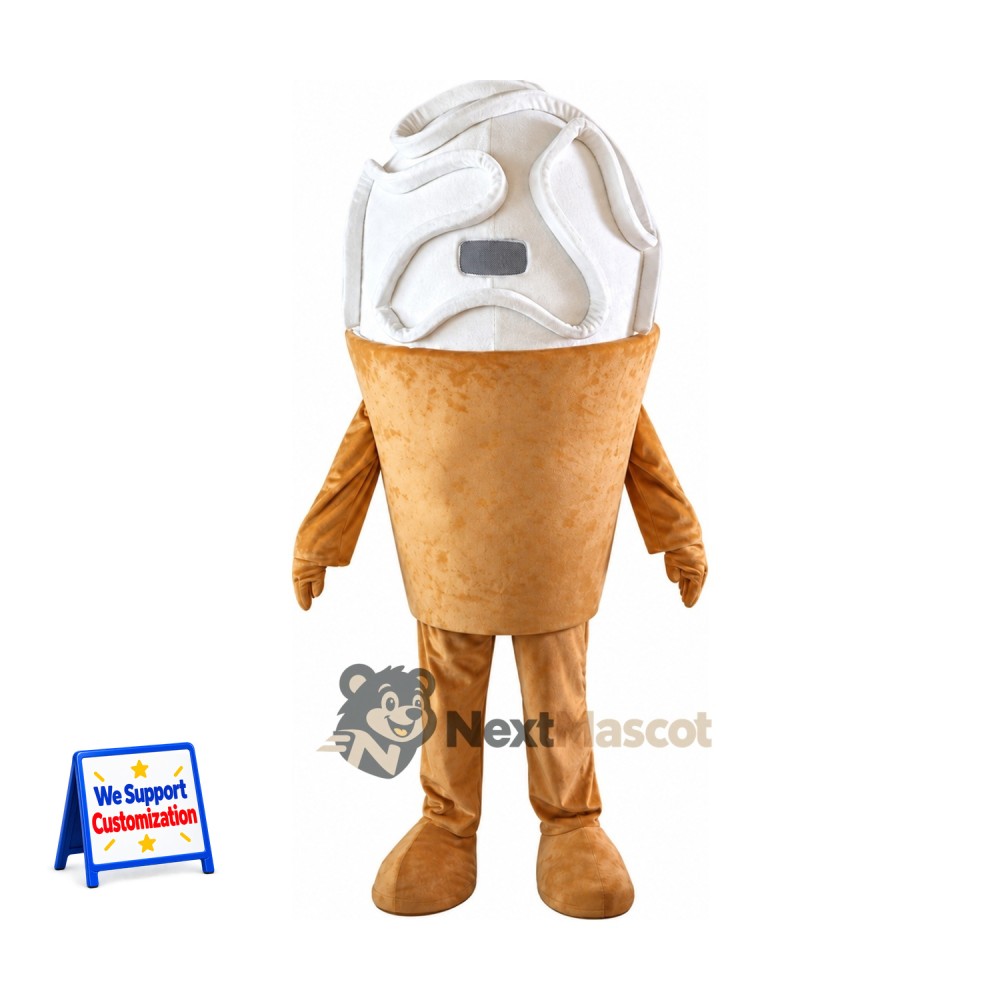 Vanilla Ice Cream Cone Mascot Costume for Food Festivals Vanilla Ice Cream Cone Mascot Costume for Food Festivals