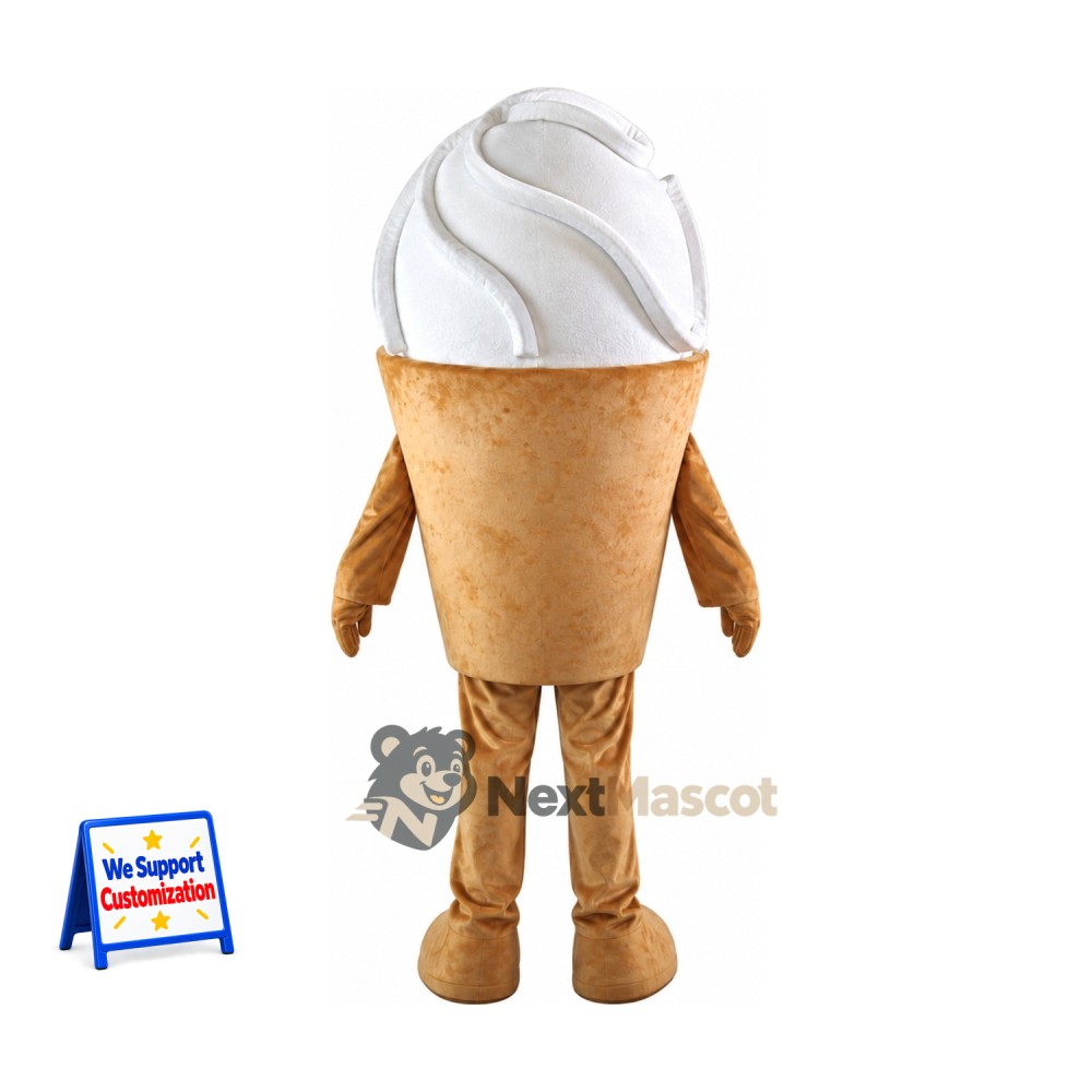 Vanilla Ice Cream Cone Mascot Costume for Food Festivals Vanilla Ice Cream Cone Mascot Costume for Food Festivals