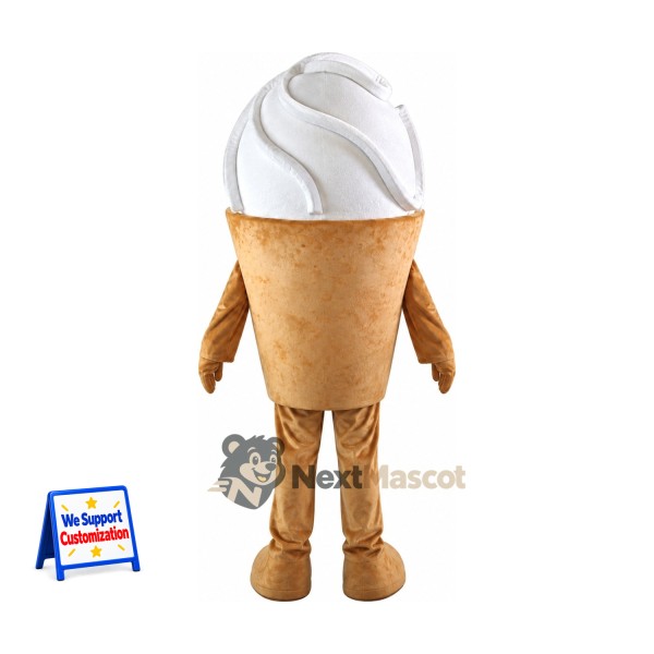 Vanilla Ice Cream Cone Mascot Costume for Food Festivals Vanilla Ice Cream Cone Mascot Costume for Food Festivals