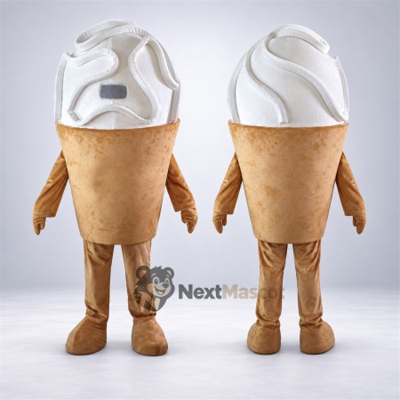 Vanilla Ice Cream Cone Mascot Costume for Food Festivals Vanilla Ice Cream Cone Mascot Costume for Food Festivals