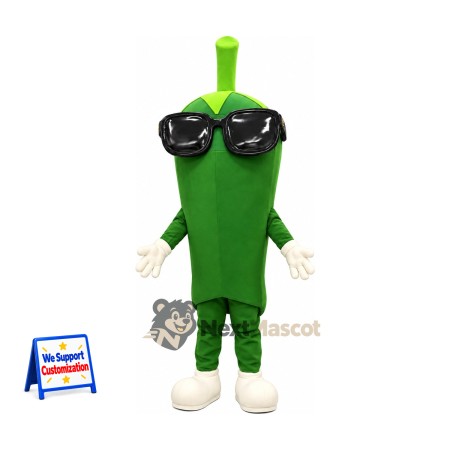 Cup Mascot Costume - Green, Sunglasses Cup Mascot Costume - Green, Sunglasses
