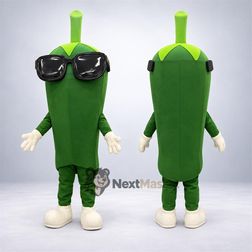 Cup Mascot Costume - Green, Sunglasses Cup Mascot Costume - Green, Sunglasses
