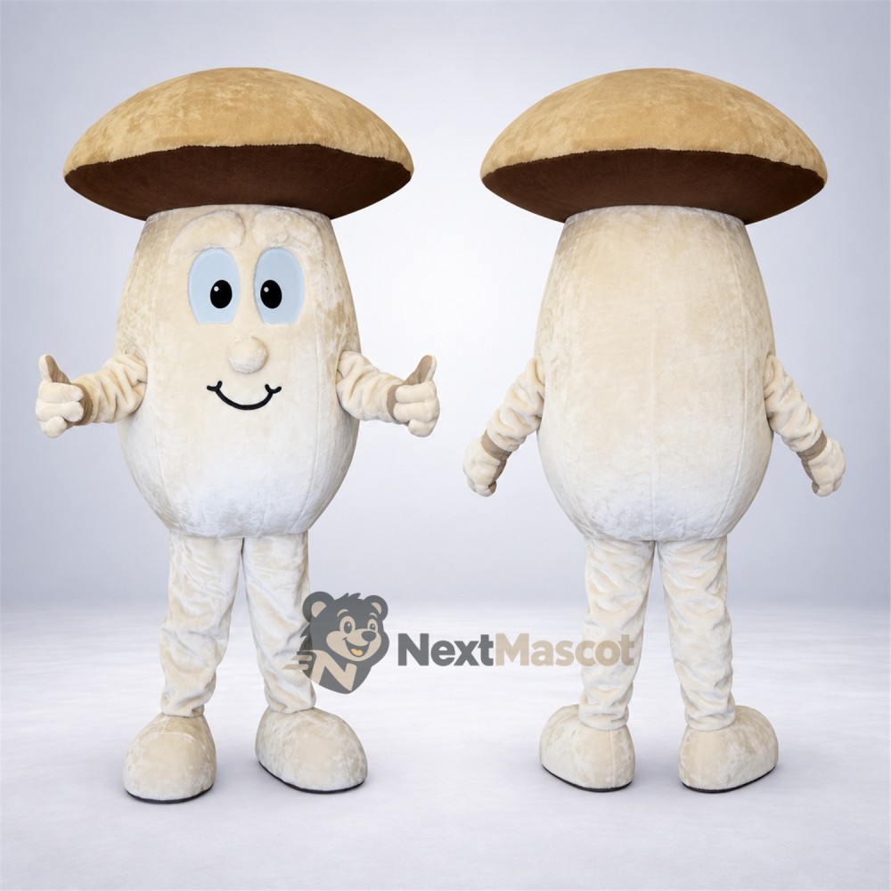 Mushroom Mascot Costume - Brown Cap and White Body Mushroom Mascot Costume - Brown Cap and White Body