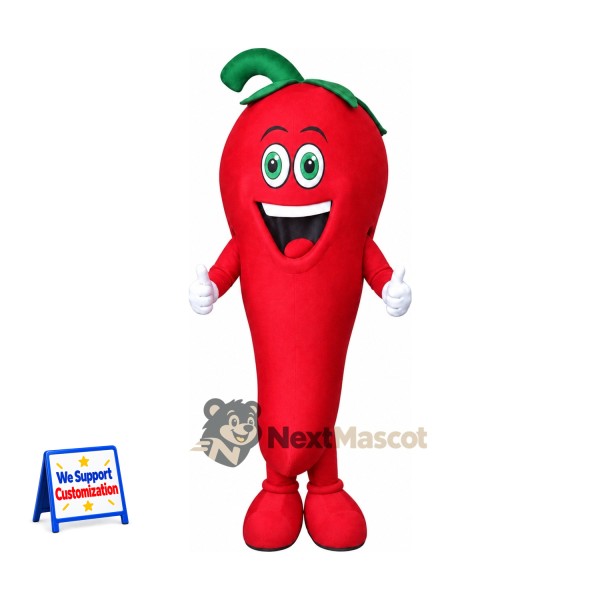 Chili Pepper Mascot Costume - Red, White Gloves