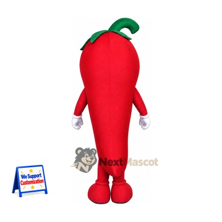Chili Pepper Mascot Costume - Red, White Gloves Chili Pepper Mascot Costume - Red, White Gloves