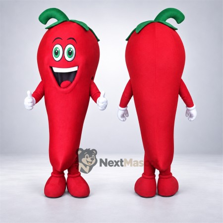 Chili Pepper Mascot Costume - Red, White Gloves Chili Pepper Mascot Costume - Red, White Gloves