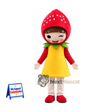 Strawberry Head Girl Mascot Costume Strawberry Head Girl Mascot Costume