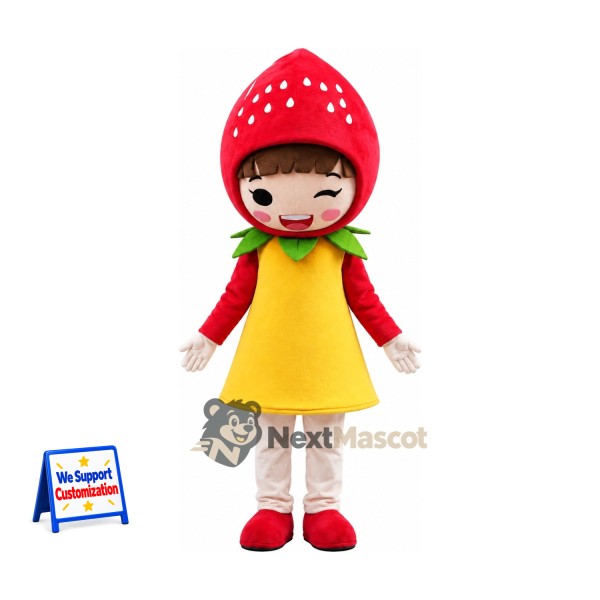 Strawberry Head Girl Mascot Costume