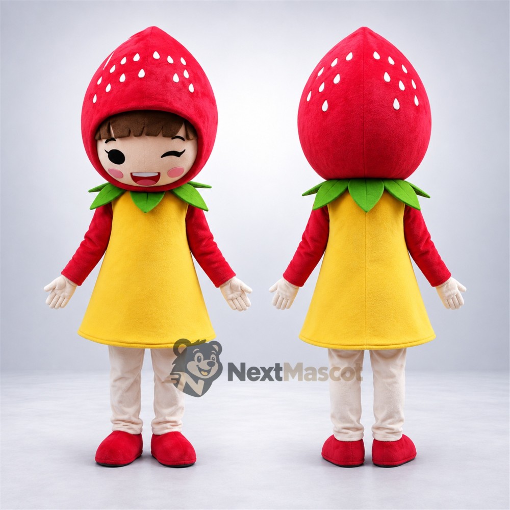 Strawberry Head Girl Mascot Costume Strawberry Head Girl Mascot Costume