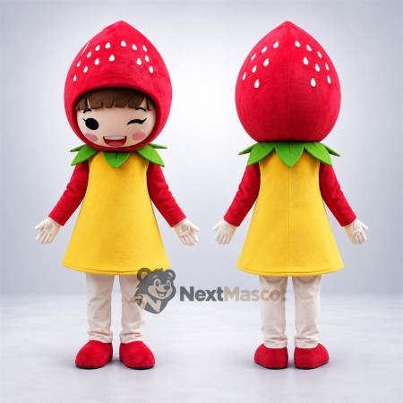 Strawberry Head Girl Mascot Costume Strawberry Head Girl Mascot Costume