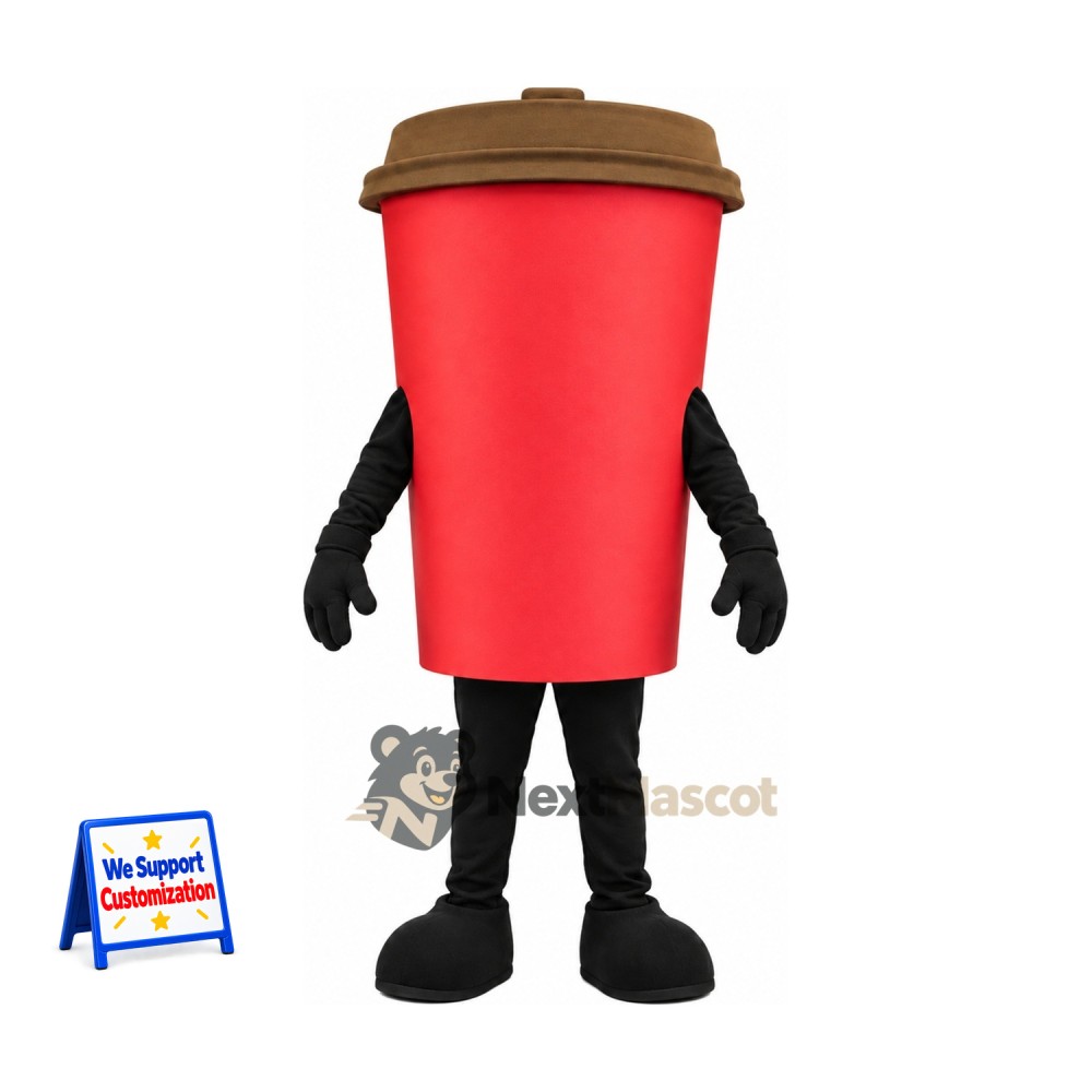 Coffee Cup Mascot Costume - Red Coffee Cup Mascot Costume - Red