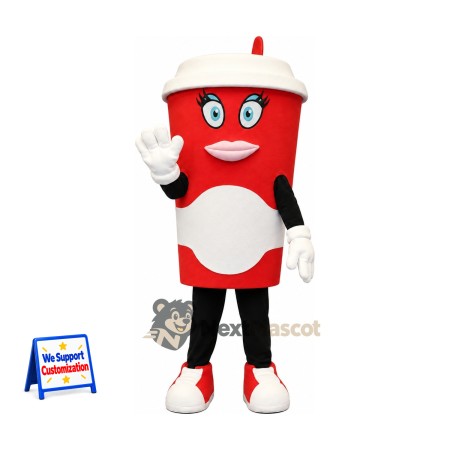 Drink Cup Mascot Costume - Red Drink Cup Mascot Costume - Red