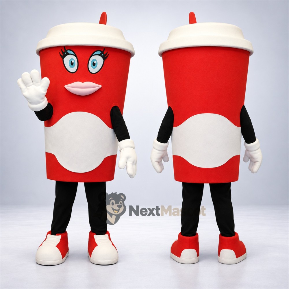 Drink Cup Mascot Costume - Red Drink Cup Mascot Costume - Red