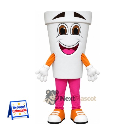 Cup Mascot Costume - White Cup Mascot Costume - White