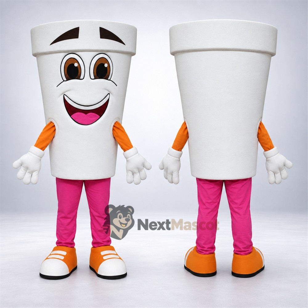 Cup Mascot Costume - White Cup Mascot Costume - White