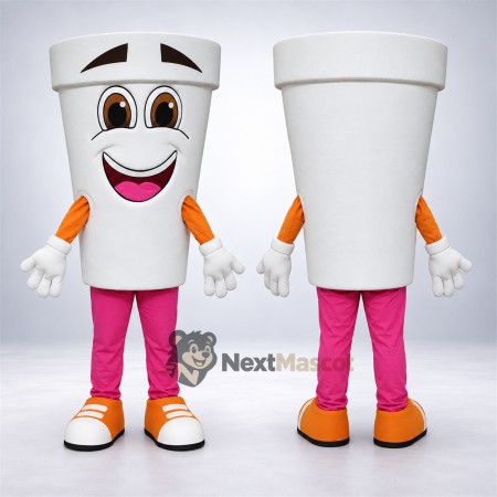 Cup Mascot Costume - White Cup Mascot Costume - White