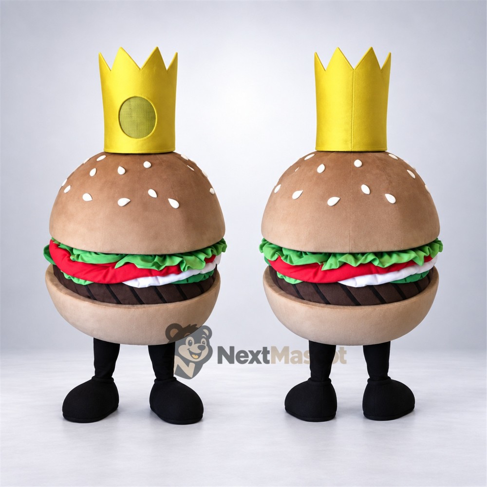 Burger Mascot Costume - Crown Burger Mascot Costume - Crown