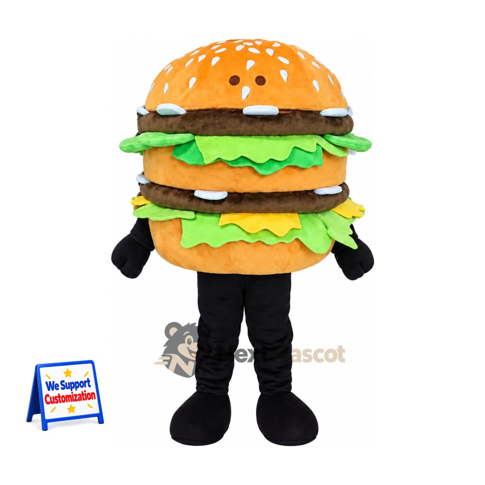 Double Burger Mascot Costume Double Burger Mascot Costume