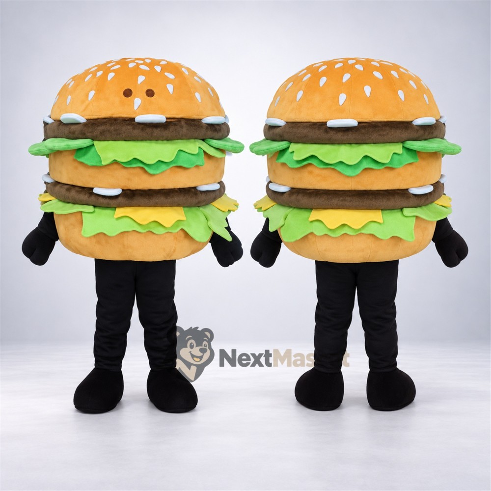Double Burger Mascot Costume Double Burger Mascot Costume