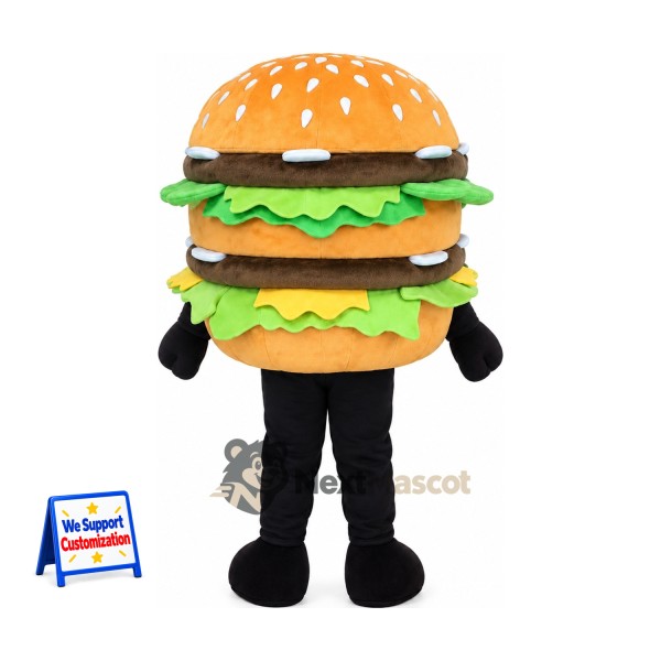 Double Burger Mascot Costume Double Burger Mascot Costume