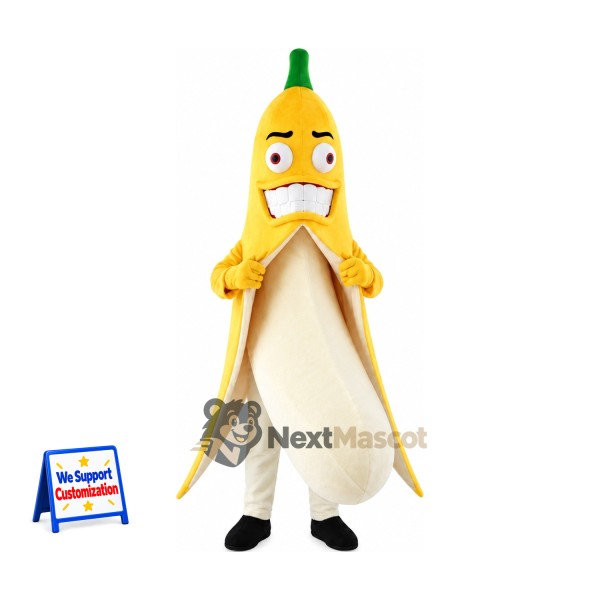 Peeled Banana Mascot Costume for Food Festivals
