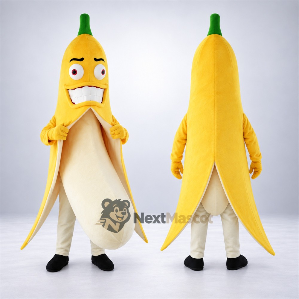 Peeled Banana Mascot Costume for Food Festivals Peeled Banana Mascot Costume for Food Festivals