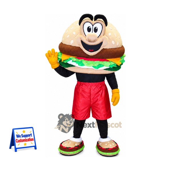 Burger Mascot Costume - Red Shorts