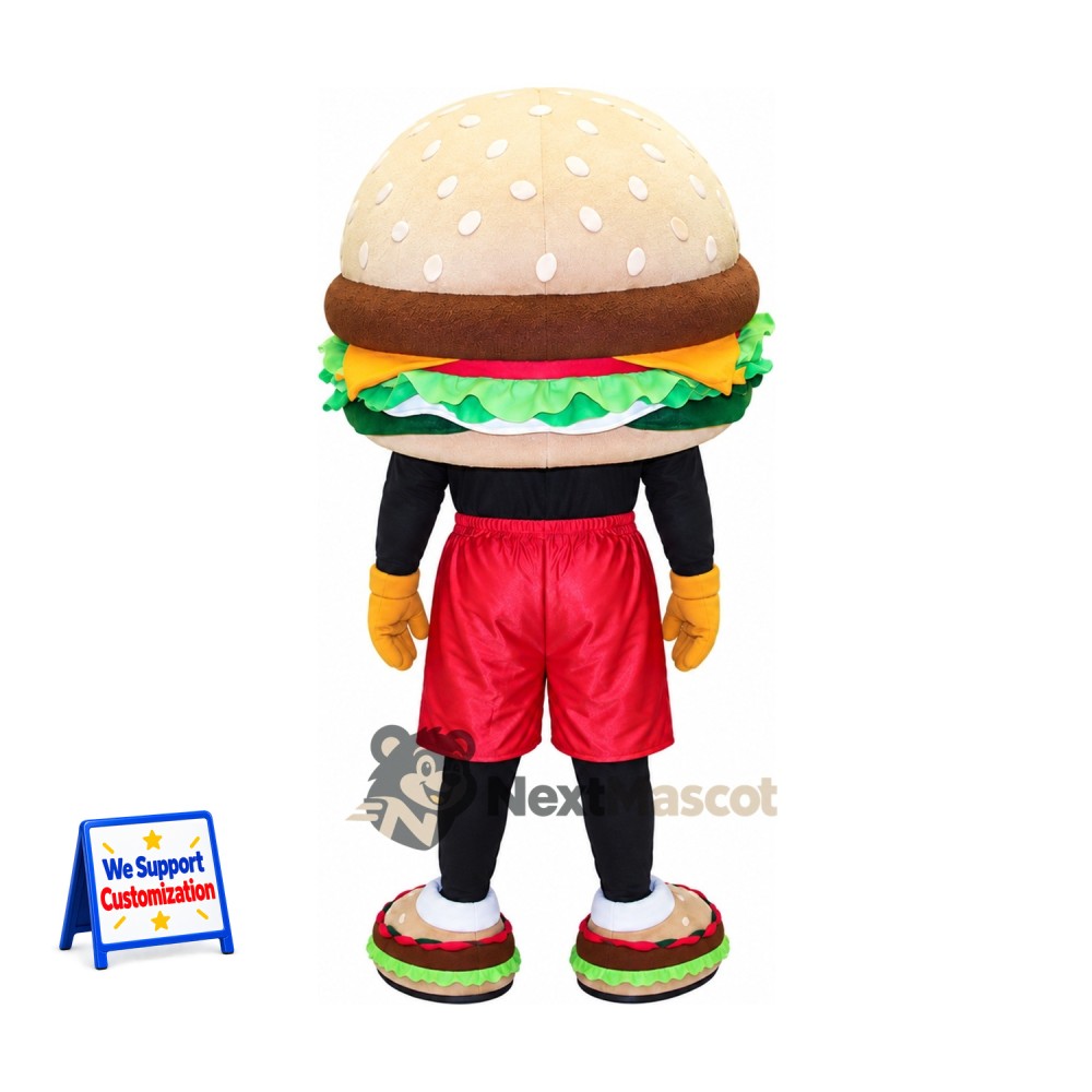 Burger Mascot Costume - Red Shorts Burger Mascot Costume - Red Shorts