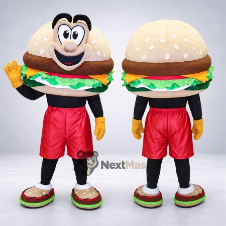 Burger Mascot Costume - Red Shorts Burger Mascot Costume - Red Shorts