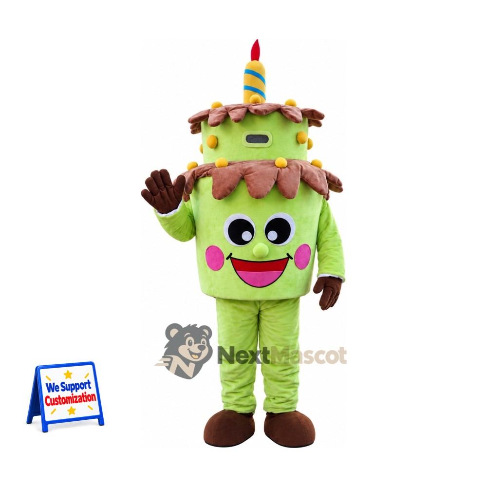 Birthday Cake Mascot Costume - Green Birthday Cake Mascot Costume - Green