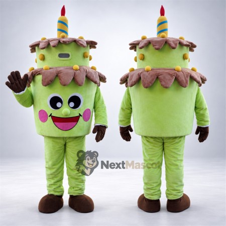 Birthday Cake Mascot Costume - Green Birthday Cake Mascot Costume - Green