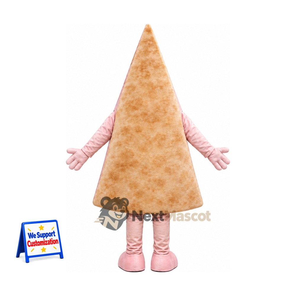 Pizza Slice Mascot Costume - Pink, Colorful Toppings Pizza Slice Mascot Costume - Pink, Colorful Toppings