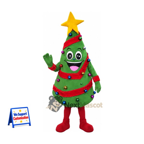 Christmas Tree Mascot Costume for Winter Festivals