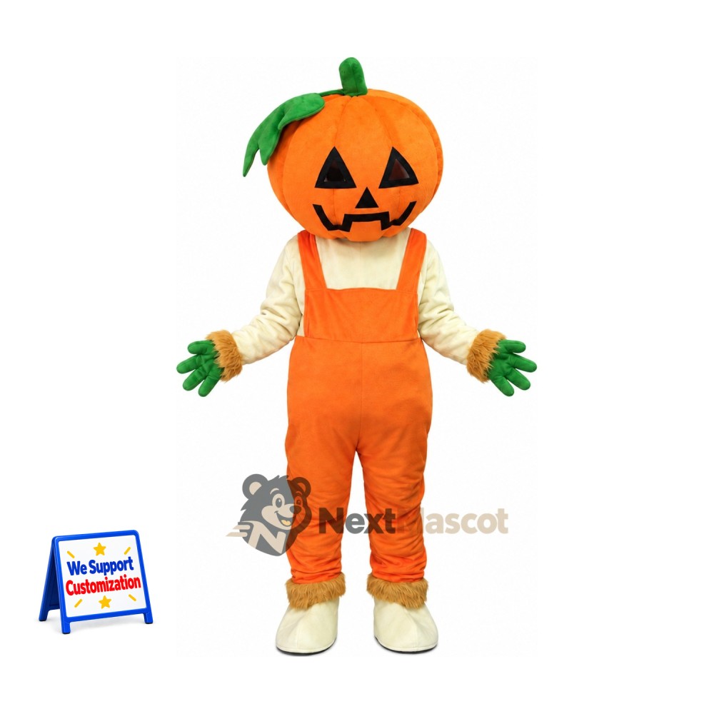 Pumpkin Mascot Costume - Orange Overalls Pumpkin Mascot Costume - Orange Overalls