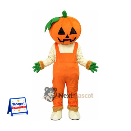 Pumpkin Mascot Costume - Orange Overalls Pumpkin Mascot Costume - Orange Overalls