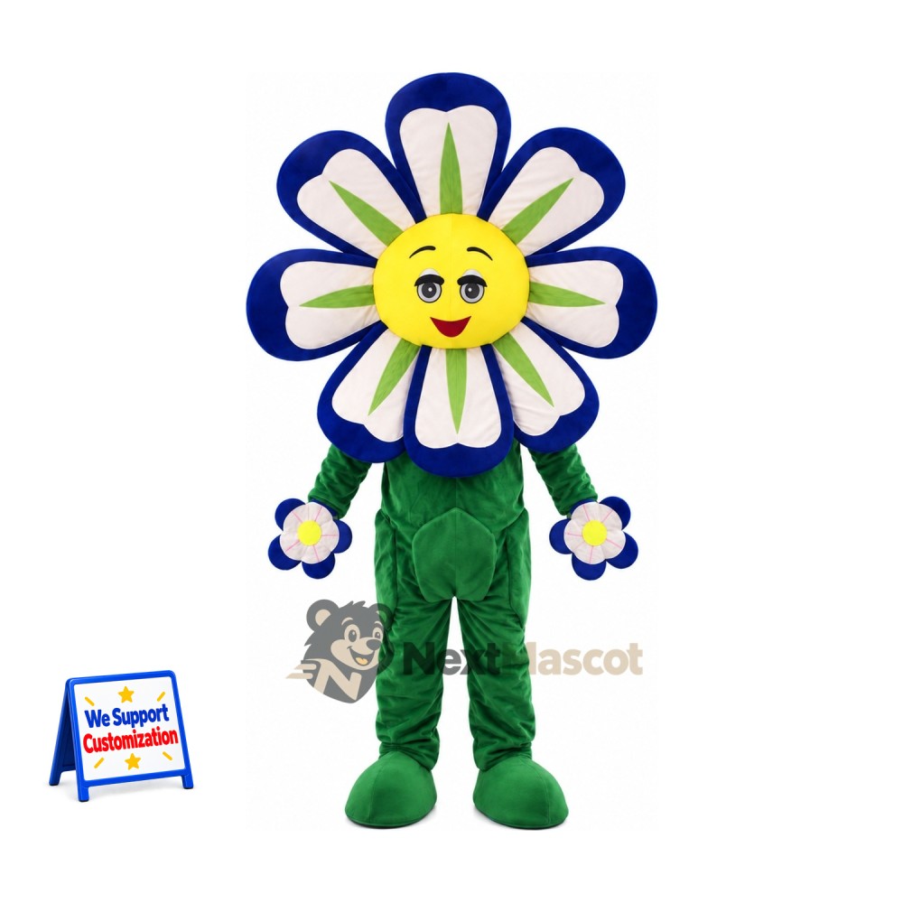 Flower Mascot Costume - Blue and White Flower Mascot Costume - Blue and White