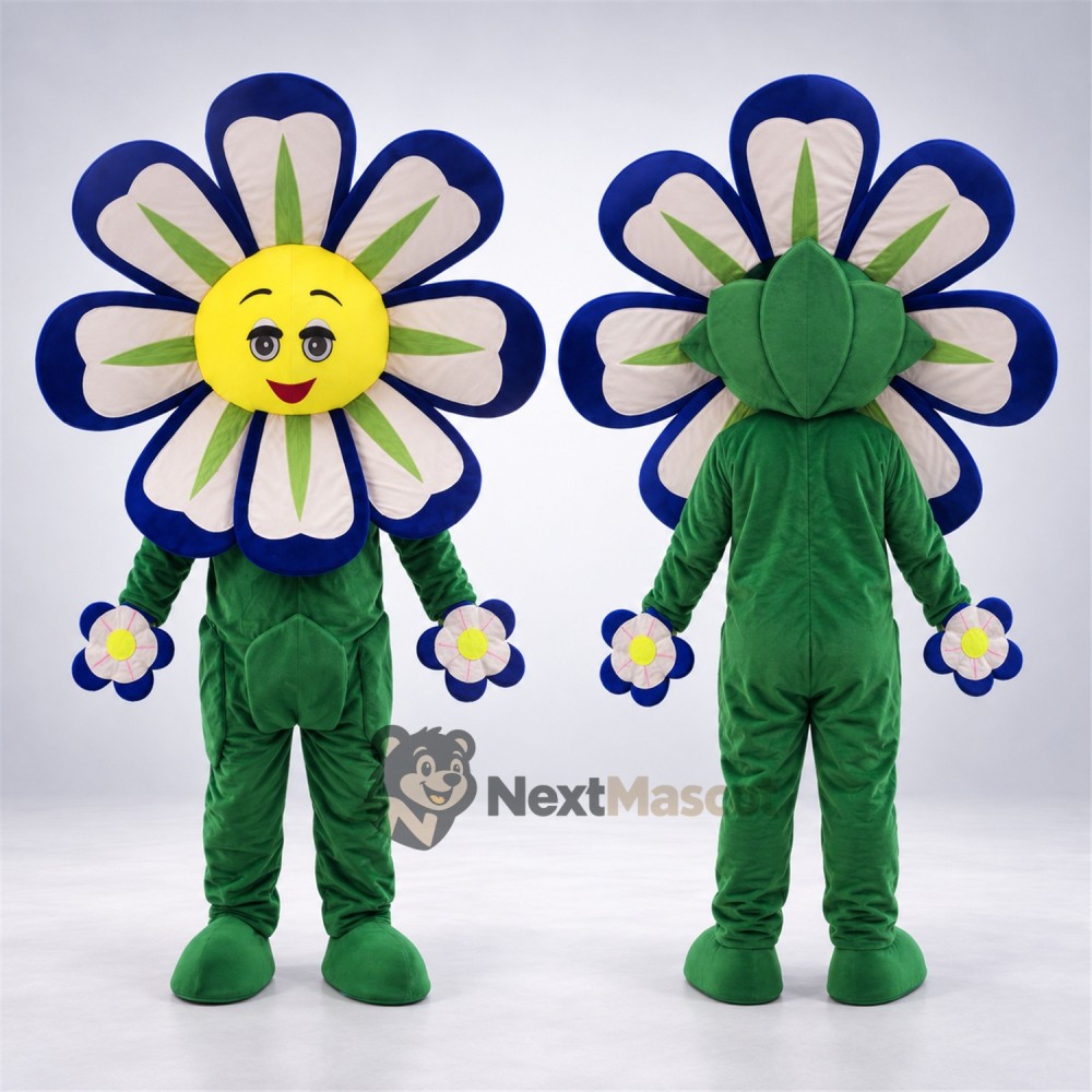 Flower Mascot Costume - Blue and White Flower Mascot Costume - Blue and White